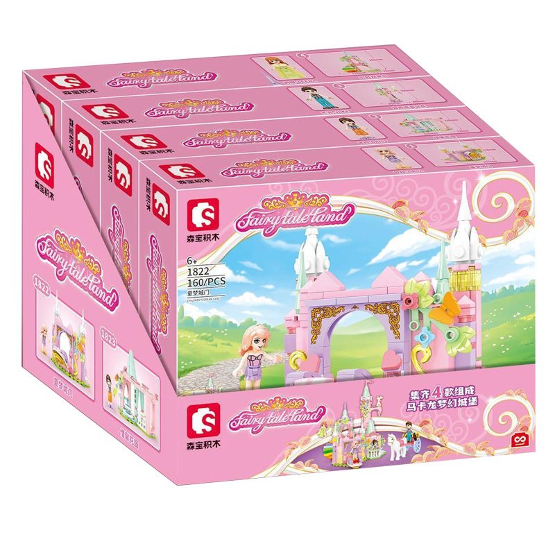 SEMBO 1822 1823 1824 1825 non  MACARON LÂU ĐÀI MỘNG MƠ 4 LOẠI bộ đồ chơi xếp lắp ráp ghép mô hình FAIRY TALE LAND 572 khối