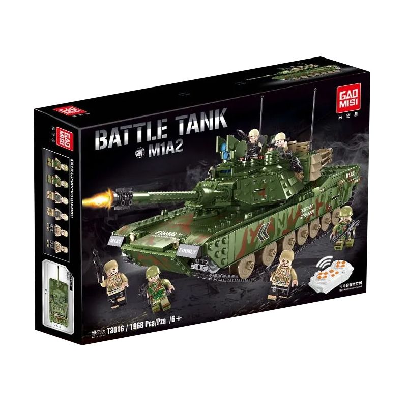 GAOMISI T3016 3016 non  XE TĂNG CHIẾN ĐẤU CHỦ LỰC M1A2 bộ đồ chơi xếp lắp ráp ghép mô hình Military Army BATTLE TANK M1A2 Quân Sự Bộ Đội 1968 khối