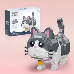 MOYU BLOCK MY93004 93004 non  MÈO CHUÔNG XANH bộ đồ chơi xếp lắp ráp ghép mô hình PETS GROWTH RECORD 673 khối