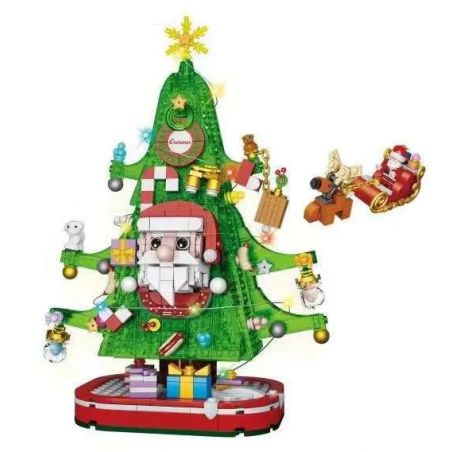 FORANGE FC6004 6004 non  NGÔI NHÀ CÂY THÔNG NOEL bộ đồ chơi xếp lắp ráp ghép mô hình Christmas MERRY CHRISTMAS Giáng Sinh 708 khối