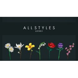 QIZHILE 92006 non  14 LOẠI HOA DAISY FRANGIPANI ADMIRALTY LILY OF THE VALLEY ROSE HYDRANGEA CHERRY BLOSSOM TULIP HORSE ORCHID ASTER PINK POPLAR ANTIRRHINUM OẢI HƯƠNG bộ đồ chơi xếp lắp ráp ghép mô hình Flowers