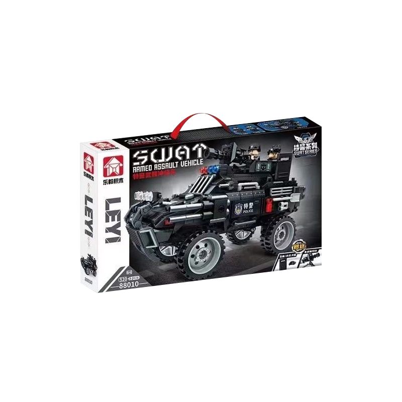 LEYI 88010 non  XE TẤN CÔNG VŨ TRANG SWAT bộ đồ chơi xếp lắp ráp ghép mô hình City Thành Phố 520 khối