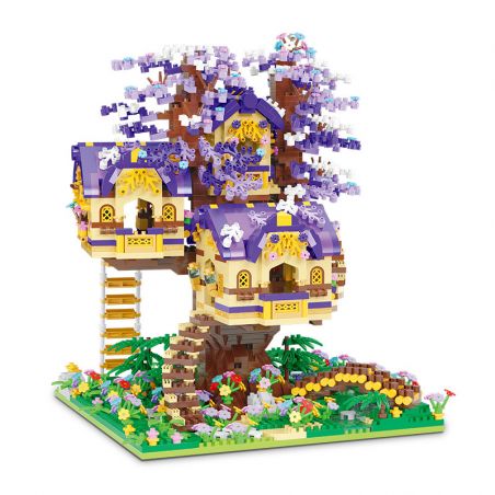 MOYU BLOCK MY92015 92015 non  NGÔI NHÀ TRÊN CÂY YÊU TINH bộ đồ chơi xếp lắp ráp ghép mô hình Modular Buildings ELF TREE HOUSE Mô Hình Nhà Cửa 3308 khối
