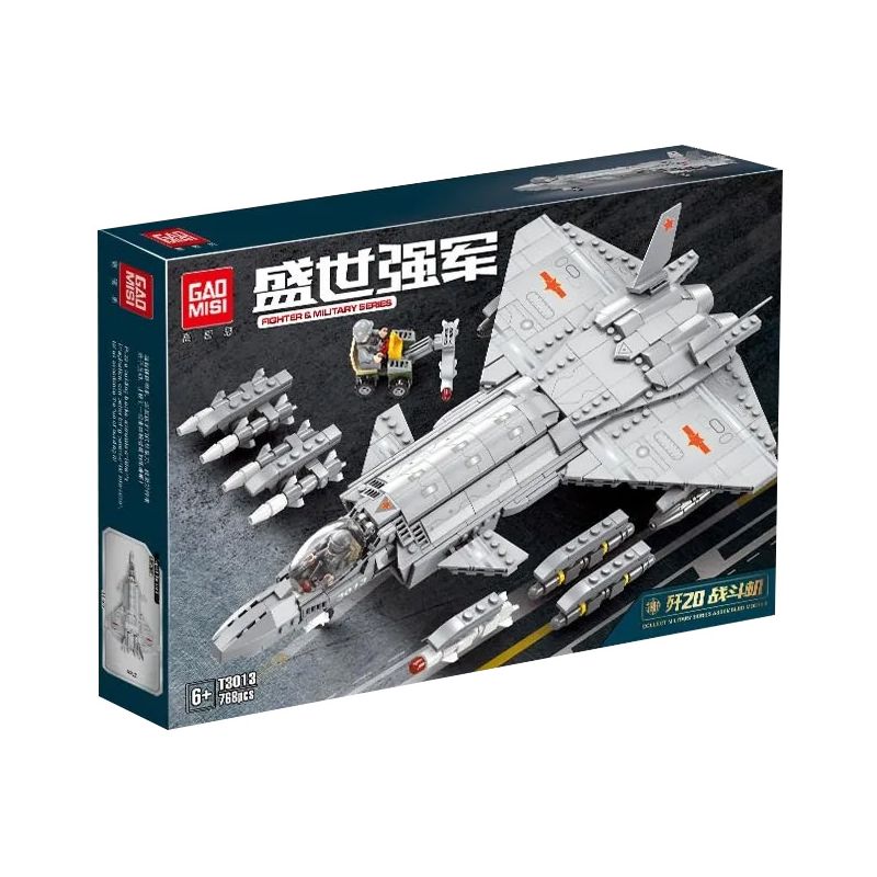 GAOMISI T3013 3013 non  MÁY BAY CHIẾN ĐẤU J-20 bộ đồ chơi xếp lắp ráp ghép mô hình Flourishing Age Strengthen The Army TANK & MILITARY 768 khối