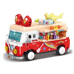 WEIGHT 2122 non  BỮA TIỆC TRÊN BÃI BIỂN bộ đồ chơi xếp lắp ráp ghép mô hình GOURMET CARS 624 khối