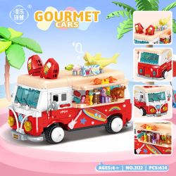 WEIGHT 2122 non  BỮA TIỆC TRÊN BÃI BIỂN bộ đồ chơi xếp lắp ráp ghép mô hình GOURMET CARS 624 khối