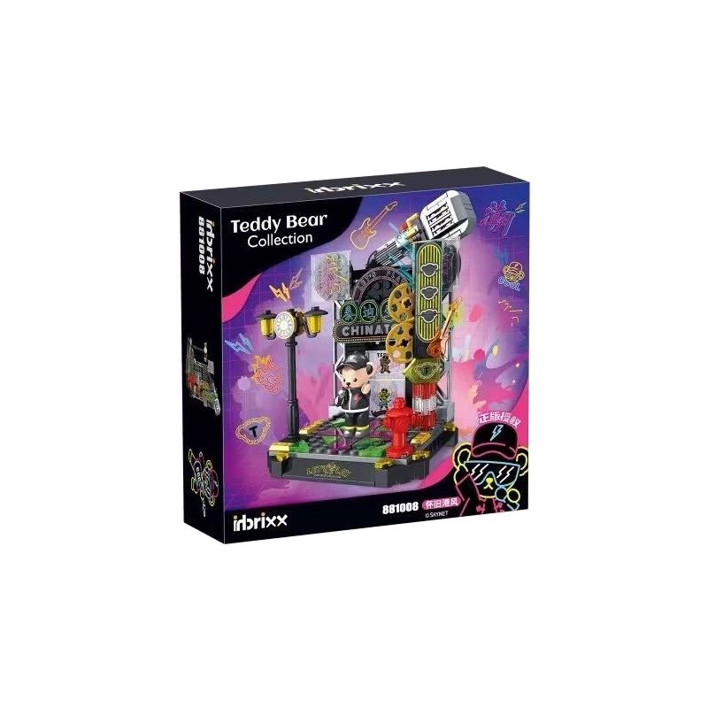 INBRIXX 881008 non  PHONG CÁCH HỒNG KÔNG HOÀI CỔ bộ đồ chơi xếp lắp ráp ghép mô hình TEDDY BEAR