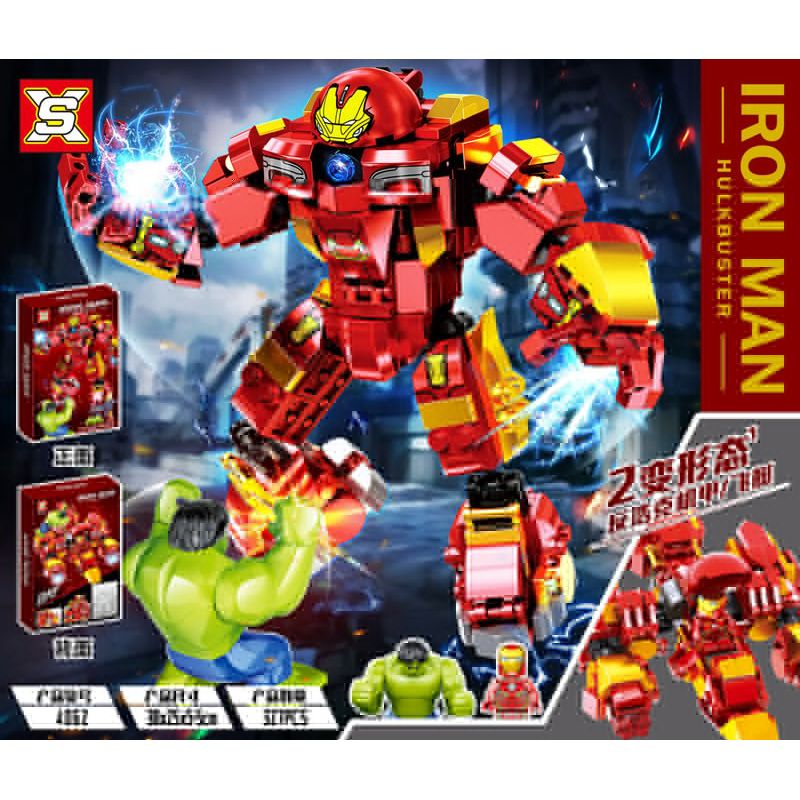 SX 4062 non  THỢ MÁY HULK bộ đồ chơi xếp lắp ráp ghép mô hình Marvel Super Heroes IRON MAN HULKBUSTER Siêu Anh Hùng Marvel 327 khối