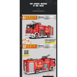 REOBRIX 22008 non  XE CỨU HỎA bộ đồ chơi xếp lắp ráp ghép mô hình  FIRE LADDER TRUCK Kỹ Thuật Công Nghệ Cao Mô Hình Phương Tiện 2888 khối