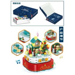 SEMBO 601162 non  NGƯỜI TUYẾT HỘP NHẠC GIÁNG SINH bộ đồ chơi xếp lắp ráp ghép mô hình Christmas CHRISTMAS MUSICBOX 220 khối