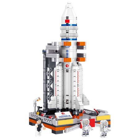 ZHEGAO QL0285 0285 non  TÊN LỬA ĐẨY TRƯỜNG CHINH 5 THÁNG 3 bộ đồ chơi xếp lắp ráp ghép mô hình China Aerospace Museum AEROSPACE LONG MARCH 5 471 khối