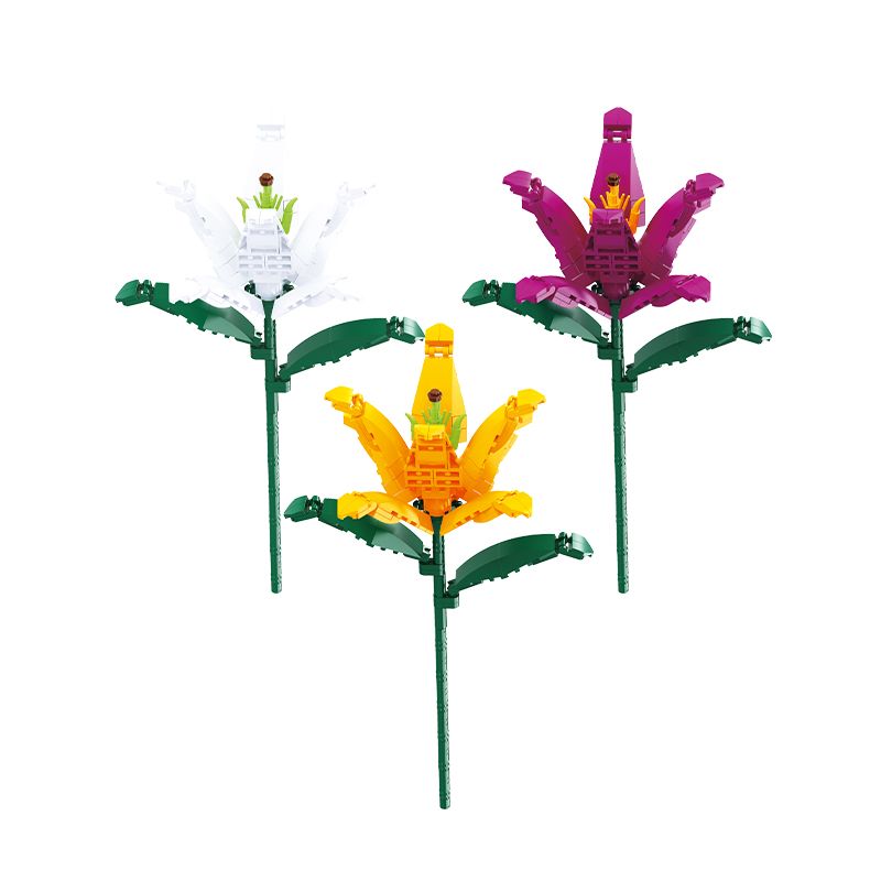 BALODY 20081 non  HOA THUỶ TIÊN VÀNG bộ đồ chơi xếp lắp ráp ghép mô hình Flowers 212 khối