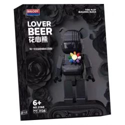 BALODY 21166 non  GẤU HOA ĐEN bộ đồ chơi xếp lắp ráp ghép mô hình LOVER BEER 1126 khối