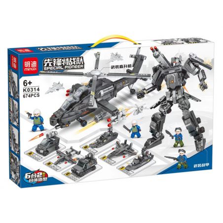 MINGDI LEIBAO K0314 0314 non  MÁY BAY TRỰC THĂNG QUÂN SỰ bộ đồ chơi xếp lắp ráp ghép mô hình SPECIAL PIONEER 674 khối