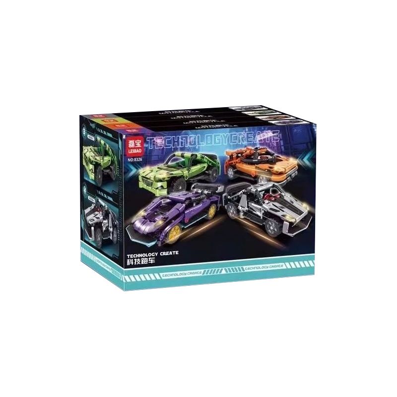LEIBAO 8326 non  4 LOẠI XE THỂ THAO CÔNG NGHỆ CAO bộ đồ chơi xếp lắp ráp ghép mô hình  Kỹ Thuật Công Nghệ Cao Mô Hình Phương Tiện