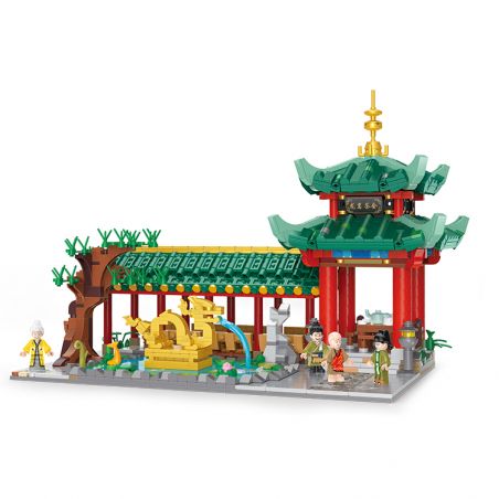 BALODY 21016 non  TIỆC TRÀ RỒNG QINGLONGFANG bộ đồ chơi xếp lắp ráp ghép mô hình Chinatown Khu Phố Tàu 2111 khối