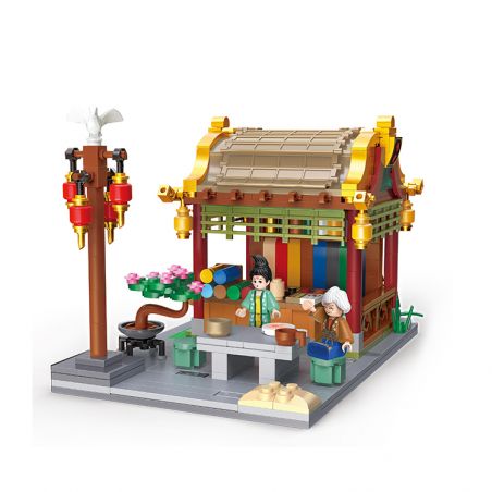 BALODY 21015 non  CỬA HÀNG TƠ LỤA VÀ SA TANH QINGLONGFANG bộ đồ chơi xếp lắp ráp ghép mô hình Chinatown Khu Phố Tàu 535 khối