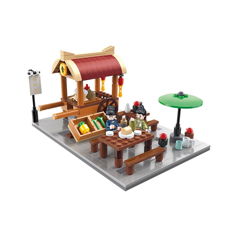 BALODY 21006 non  GIAN HÀNG HUYỀN VŨ PHƯỜNG HỒ BĂNG bộ đồ chơi xếp lắp ráp ghép mô hình Chinatown Khu Phố Tàu 359 khối