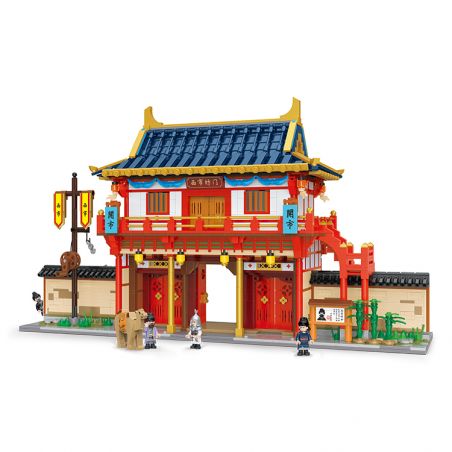 BALODY 21004 non  MƠ VỀ PHỐ TRƯỜNG AN THỜI NHÀ ĐƯỜNG XISHI FANGMEN bộ đồ chơi xếp lắp ráp ghép mô hình Chinatown Khu Phố Tàu 2725 khối