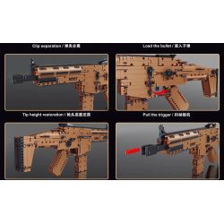 TA GAOLE T2044 2044 non  SÚNG TRƯỜNG TẤN CÔNG SCRAY bộ đồ chơi xếp lắp ráp ghép mô hình Gun SCAR ASSAULT RIFLE 1090 khối