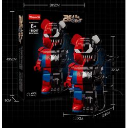 WANGAO 188007 non  GẤU MÁY SPIDER-MAN VENOM 400% bộ đồ chơi xếp lắp ráp ghép mô hình Marvel Super Heroes BEAR ROBOT Siêu Anh Hùng Marvel