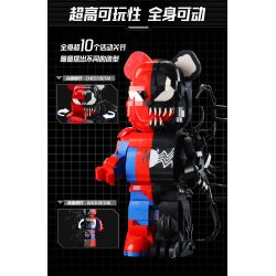 WANGAO 188007 non  GẤU MÁY SPIDER-MAN VENOM 400% bộ đồ chơi xếp lắp ráp ghép mô hình Marvel Super Heroes BEAR ROBOT Siêu Anh Hùng Marvel