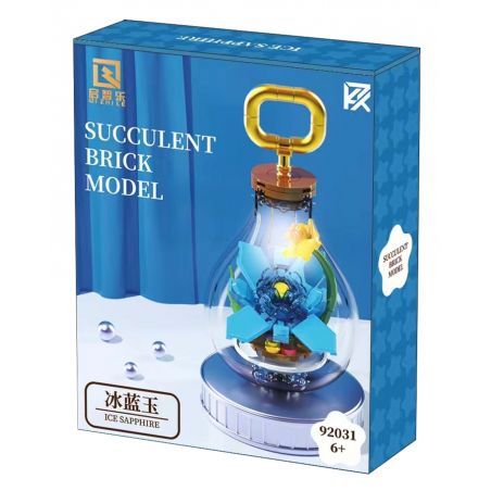 QIZHILE 92031 non  ĐÁ SAPPHIRE bộ đồ chơi xếp lắp ráp ghép mô hình SUCCULENT BRICK MODEL ICE SAPPHIRE 124 khối