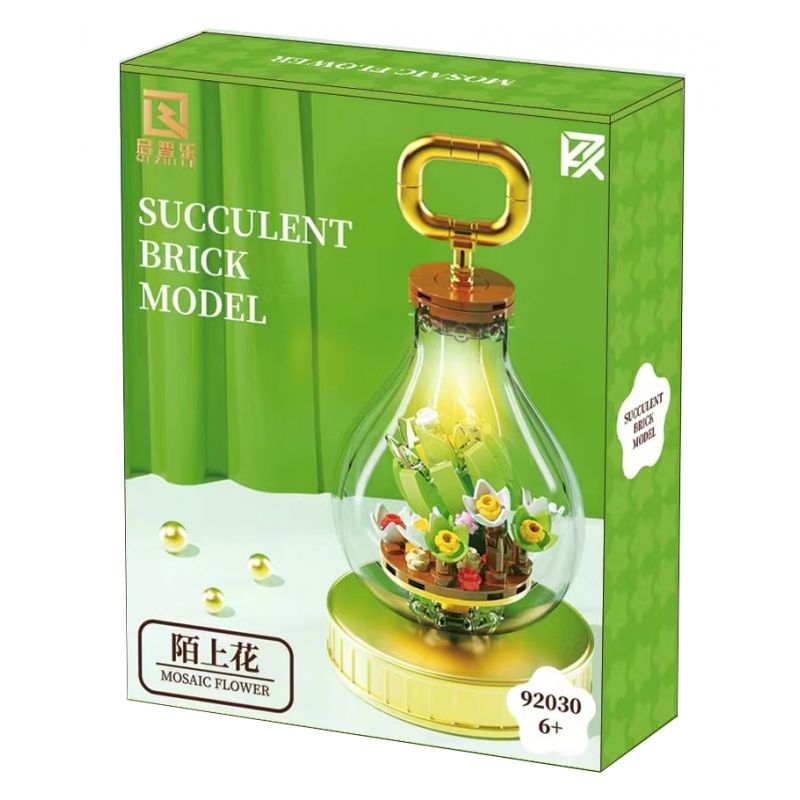 QIZHILE 92030 non  CỦ MỌNG NƯỚC HOA MOSHANG bộ đồ chơi xếp lắp ráp ghép mô hình SUCCULENT BRICK MODEL MOSAIC FLOWER 124 khối