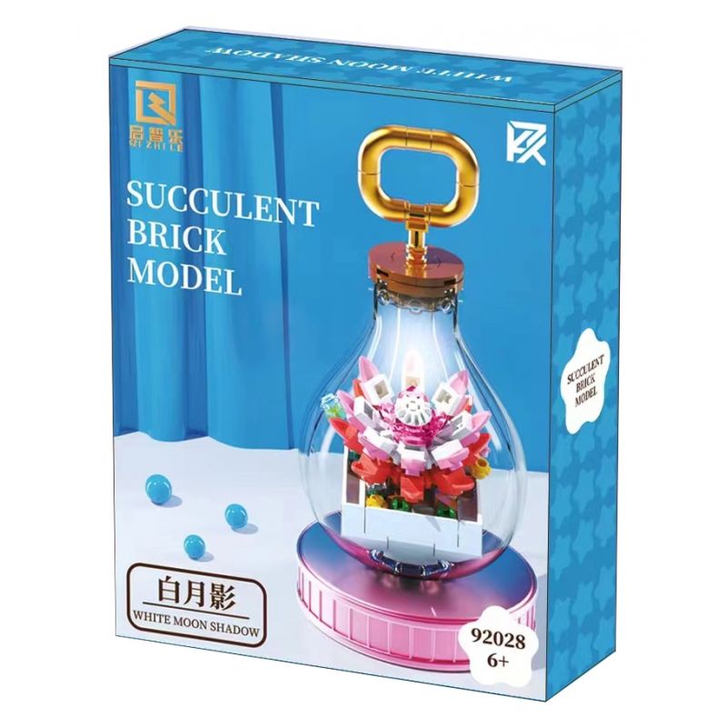 QIZHILE 92028 non  BẠCH NGUYỆT ANH bộ đồ chơi xếp lắp ráp ghép mô hình SUCCULENT BRICK MODEL WHITE MOON SHADOW 127 khối