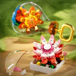 QIZHILE 92028 non  BẠCH NGUYỆT ANH bộ đồ chơi xếp lắp ráp ghép mô hình SUCCULENT BRICK MODEL WHITE MOON SHADOW 127 khối