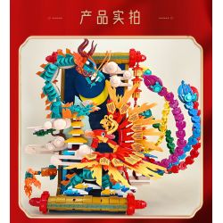 LINOOS LN7042 7042 non  RỒNG VÀ PHƯỢNG bộ đồ chơi xếp lắp ráp ghép mô hình Chinese Traditional Festivals Lễ Hội Cổ Truyền 1520 khối