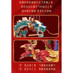 LINOOS LN7042 7042 non  RỒNG VÀ PHƯỢNG bộ đồ chơi xếp lắp ráp ghép mô hình Chinese Traditional Festivals Lễ Hội Cổ Truyền 1520 khối