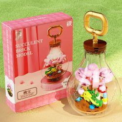 QIZHILE 92023 non  KHO BÁU ĐÀO bộ đồ chơi xếp lắp ráp ghép mô hình SUCCULENT BRICK MODEL PEACH BABY 115 khối