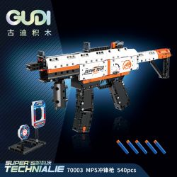 GUDI 70003 non  SÚNG TIỂU LIÊN MP5 bộ đồ chơi xếp lắp ráp ghép mô hình 540 khối