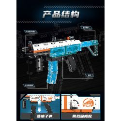 GUDI 70003 non  SÚNG TIỂU LIÊN MP5 bộ đồ chơi xếp lắp ráp ghép mô hình 540 khối