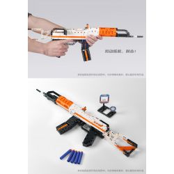 GUDI 70002 non  SÚNG TRƯỜNG TỰ ĐỘNG AK47 bộ đồ chơi xếp lắp ráp ghép mô hình 533 khối