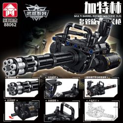 LE YI 88062 non  SÚNG MÁY QUAY NHIỀU NÒNG GATLING bộ đồ chơi xếp lắp ráp ghép mô hình Military Army MULTIBAREL ROTARY MACHINE GUN Quân Sự Bộ Đội 486 khối