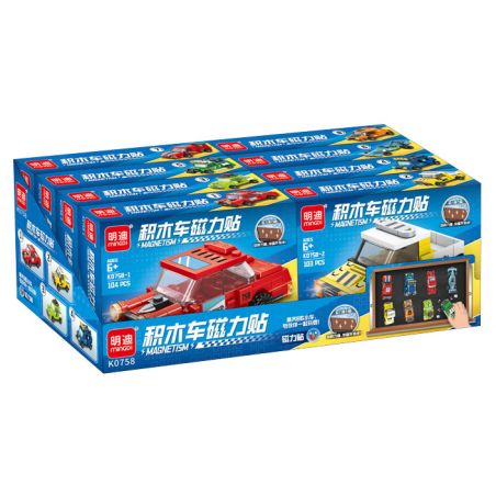 MINGDI LEIBAO K0758 0758 non  8 LOẠI MIẾNG DÁN NAM CHÂM Ô TÔ bộ đồ chơi xếp lắp ráp ghép mô hình Racers Đua Tốc Độ 856 khối