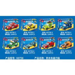 MINGDI LEIBAO K0758 0758 non  8 LOẠI MIẾNG DÁN NAM CHÂM Ô TÔ bộ đồ chơi xếp lắp ráp ghép mô hình Racers Đua Tốc Độ 856 khối