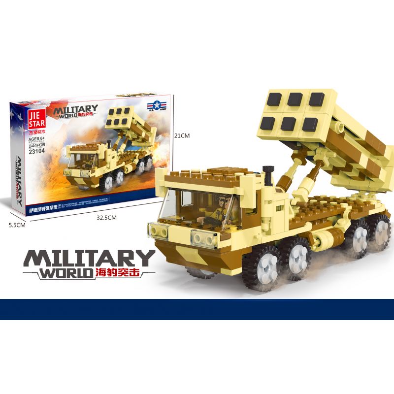 JIESTAR 23104 non  SEAL ASSAULT XE PHÓNG TÊN LỬA CỦA HỆ THỐNG CHỐNG THAAD bộ đồ chơi xếp lắp ráp ghép mô hình Military Army MILITARY WORLD Quân Sự Bộ Đội 244 khối