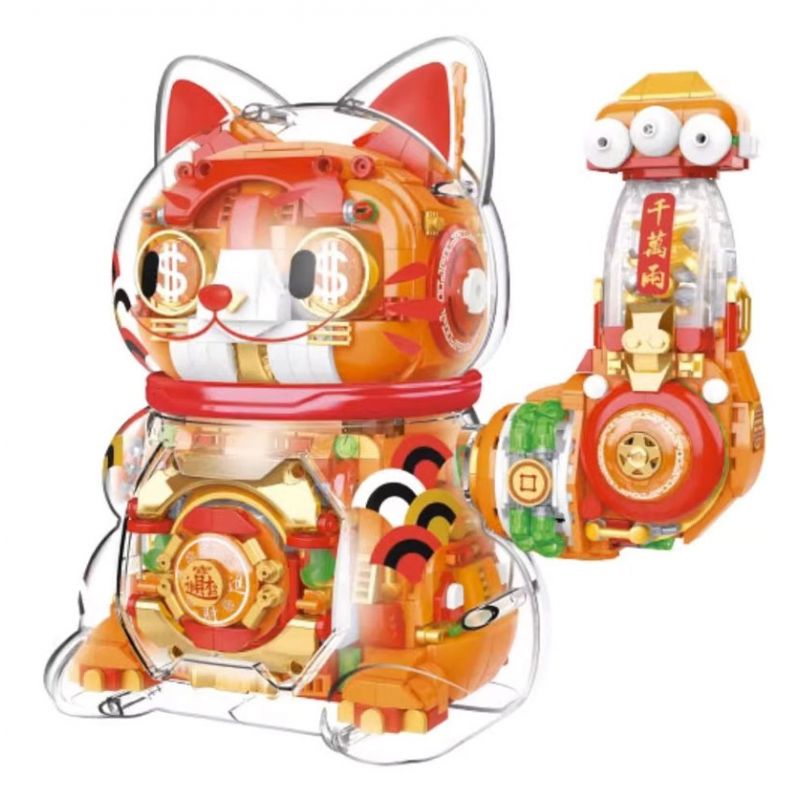 JAKI JK8888-1 8888-1 JK8888-2 8888-2 non  SÁNG TẠO THỜI THƯỢNG MÈO SIÊU MAY MẮN bộ đồ chơi xếp lắp ráp ghép mô hình SUPER LUCKY CAT