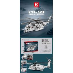 REOBRIX 33037 non  TRỰC THĂNG VẬN TẢI CH-53 bộ đồ chơi xếp lắp ráp ghép mô hình Military Army CH-53 TRANSPORT HELICOPTER Quân Sự Bộ Đội 2192 khối
