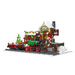 JIESTAR 89142 non  GA XE LỬA GIÁNG SINH bộ đồ chơi xếp lắp ráp ghép mô hình Creator THE RAILWAY STATION CHRISTMAS Sáng Tạo 1362 khối