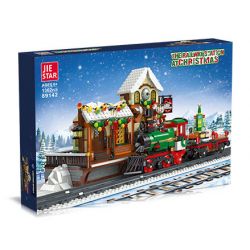 JIESTAR 89142 non  GA XE LỬA GIÁNG SINH bộ đồ chơi xếp lắp ráp ghép mô hình Creator THE RAILWAY STATION CHRISTMAS Sáng Tạo 1362 khối