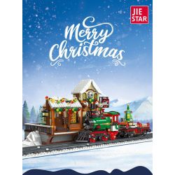 JIESTAR 89142 non  GA XE LỬA GIÁNG SINH bộ đồ chơi xếp lắp ráp ghép mô hình Creator THE RAILWAY STATION CHRISTMAS Sáng Tạo 1362 khối