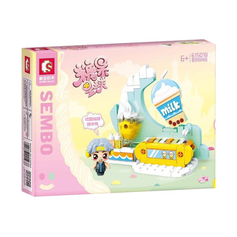 SEMBO 615018 non  POP-UP CỬA HÀNG TRÀ SỮA bộ đồ chơi xếp lắp ráp ghép mô hình Candy Planet Hành Tinh Kẹo Nghọt 136 khối