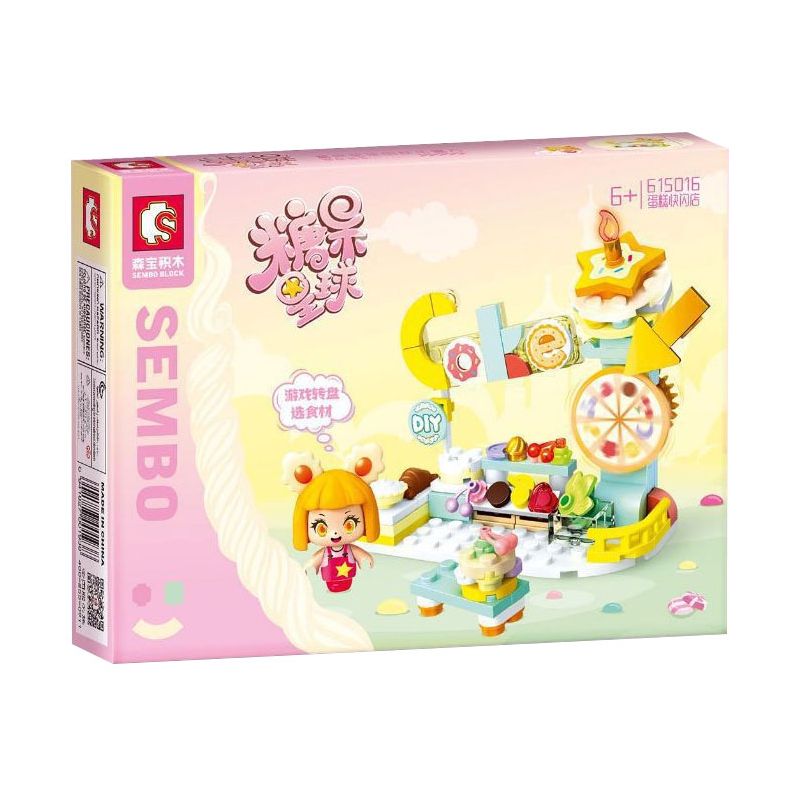 SEMBO 615016 non  CỬA HÀNG POP-UP BÁNH bộ đồ chơi xếp lắp ráp ghép mô hình Candy Planet Hành Tinh Kẹo Nghọt 128 khối