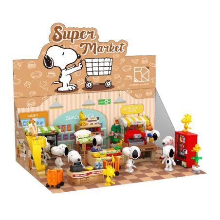 HSANHE CACO S016 non  SNOOPY 8 PHONG CÁCH bộ đồ chơi xếp lắp ráp ghép mô hình PEANUTS SNOOPY Chú Chó Trắng 853 khối