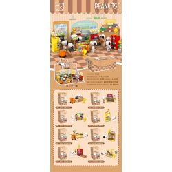 HSANHE CACO S016 non  SNOOPY 8 PHONG CÁCH bộ đồ chơi xếp lắp ráp ghép mô hình PEANUTS SNOOPY Chú Chó Trắng 853 khối