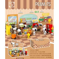 HSANHE CACO S016 non  SNOOPY 8 PHONG CÁCH bộ đồ chơi xếp lắp ráp ghép mô hình PEANUTS SNOOPY Chú Chó Trắng 853 khối